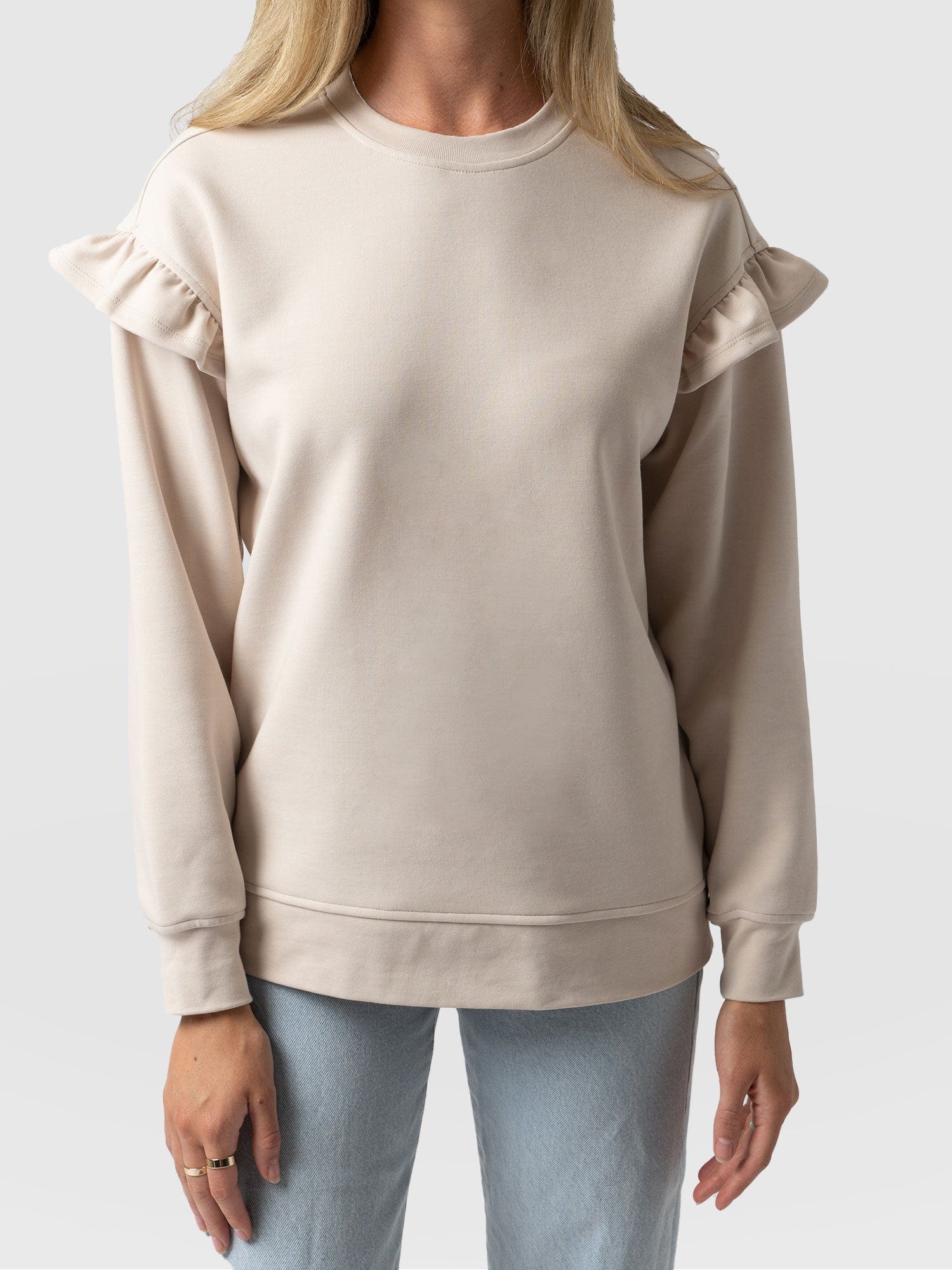Bea Frill Sweater Cream - Women's Sweaters | Saint + Sofia® EU